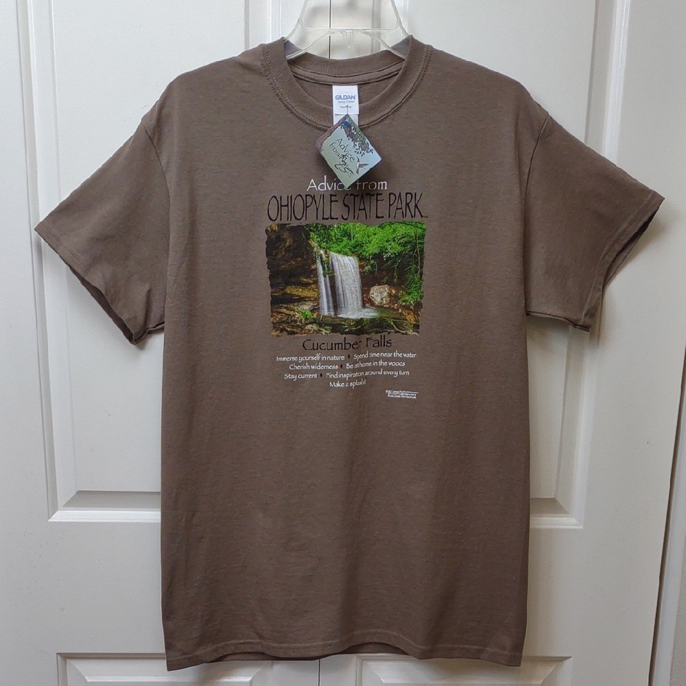Gildan Advice From Nature - Ohiopyle State Park Cotton Brown SS Graphic Tee NWT - Picture 2 of 15